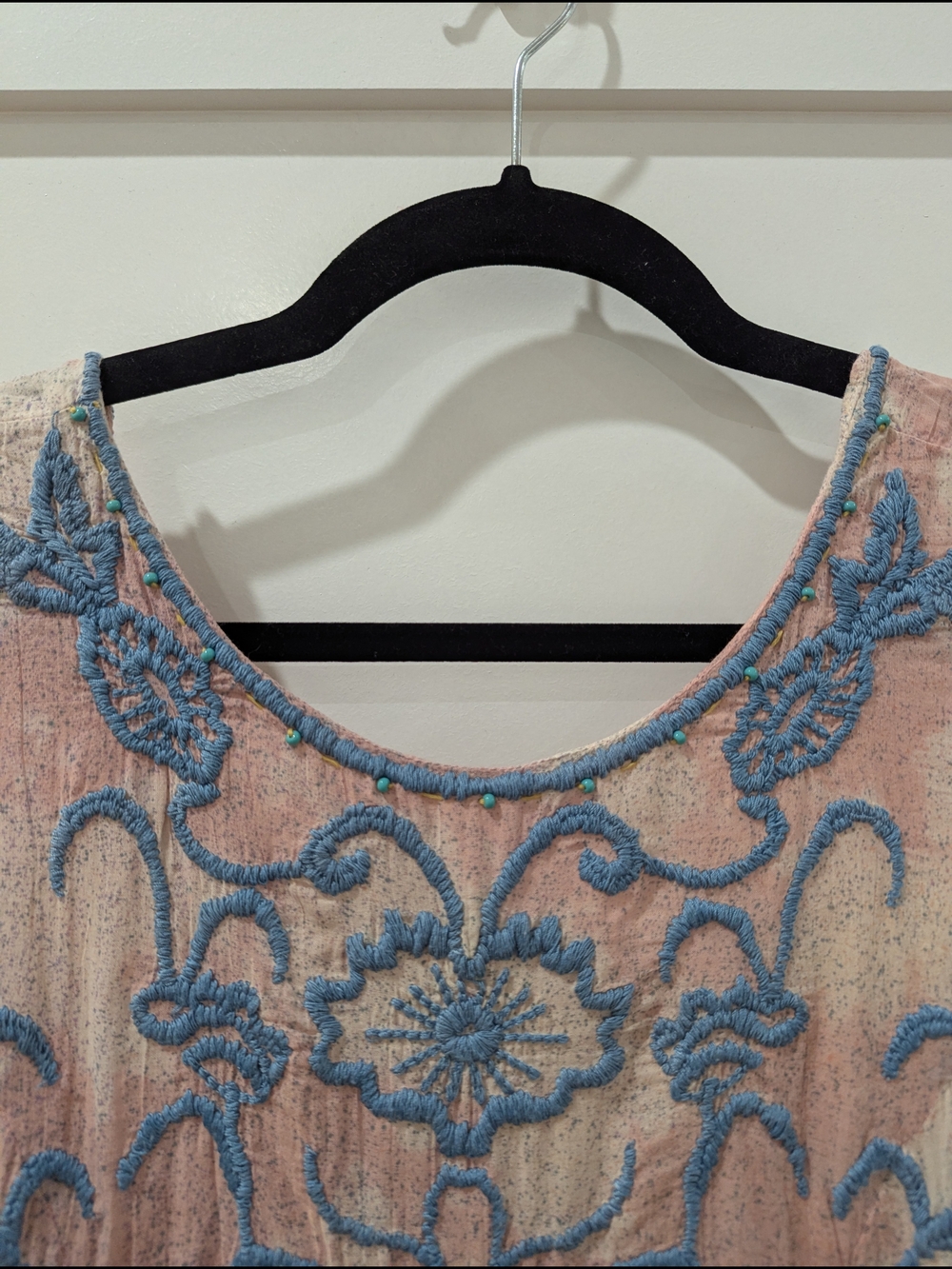 Free People Blue Embroidered Pink Layered Dress - Picture 3 of 7